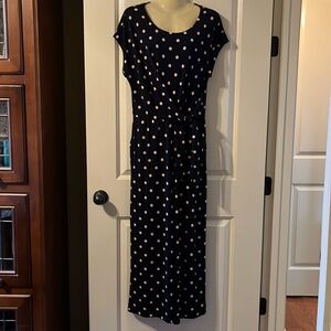 Banana Republic Navy and Pink Polka Dot Jumpsuit